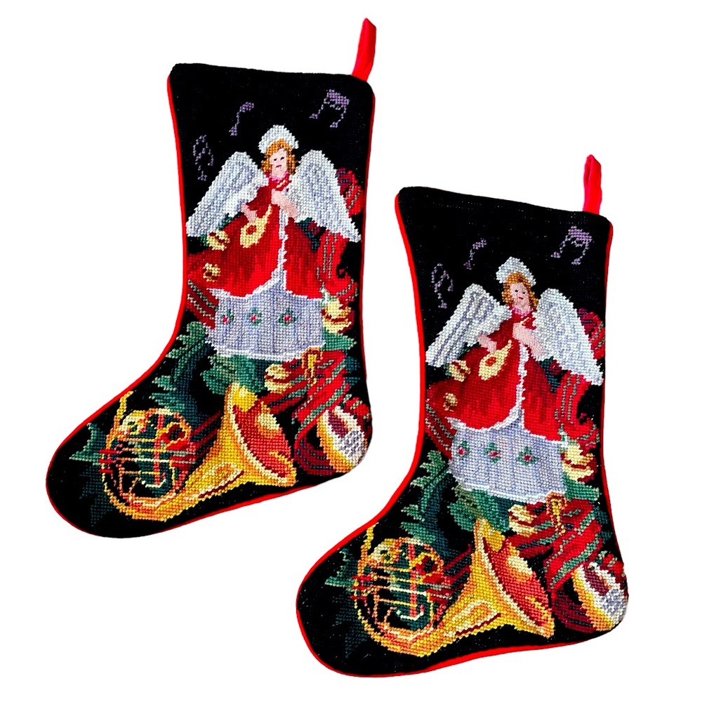 Vintage Embroidered Christmas Stockings
